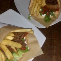 Pitta vegan meatless and pitta vegan burger   at Pita Fan in Rhodes