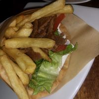 Vegan meatless gyros pitta bread   at Pita Fan in Rhodes