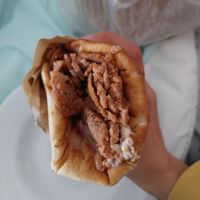 Vegan gyros with vegan mayo at Pita Fan in Rhodes