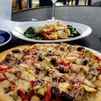 Pizza and Stuffed Portobello Mushroom at Pleasant Beach Hotel in Sterling