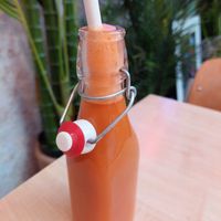 Carrot juice (4€) at Moak Pancakes - Pijp in Amsterdam