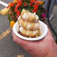 The Salty Dog bowl, missing the cute soft serve curly Q because we ate it before taking the photo at Mill Bay Softy's in Mill Bay