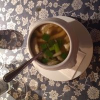 Veganized soup with pancake slices at Pfannekuchen in Hameln