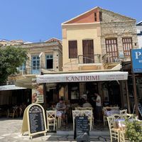Restaurant from the square  at Kantirimi Grill House in Symi
