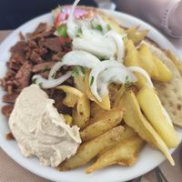 Vegan gyros plate at Kantirimi Grill House in Symi