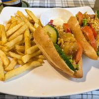 Banh Mi Vegan Pork with French Fries at Ken Vegetarian and Coffee in Hoi An