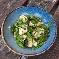 Green pea and shallot tortellini at The Castle Inn in Wareham