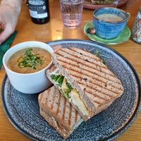 Tofu sandwich and mushroom soup at Ocho in Inveraray