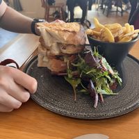 Sandwich with side of chips  at Ocho in Inveraray