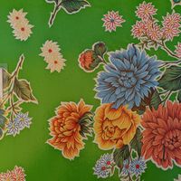 Festive decor (photo of tablecloths) at Padrón in Oakland