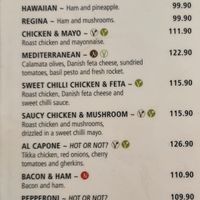 Panarottis menu. at Panarottis in Cape Town