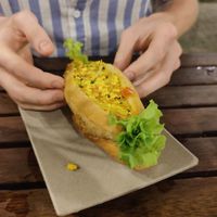 Scrambled tofu Bahn Mi at Chickpea Eatery Thuan Chay in Hoi An