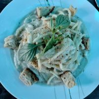 Alfredo pasta at Chickpea Eatery Thuan Chay in Hoi An