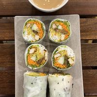 Fresh spring rolls with peanut sauce - very goodd  at Chickpea Eatery Thuan Chay in Hoi An