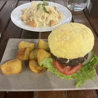 burger and alredo pasta  at Chickpea Eatery Thuan Chay in Hoi An