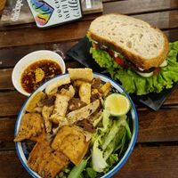 Cao Lau and Black Bean Sandwich at Chickpea Eatery Thuan Chay in Hoi An