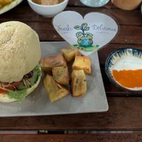 Burger at Chickpea Eatery Thuan Chay in Hoi An