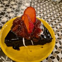 Beetroot brownie, served warm at Chickpea Eatery Thuan Chay in Hoi An