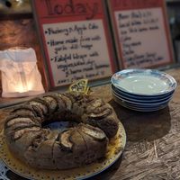 Peach cake 🍑 at Filía Laundry Shop & More in Zaharo