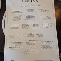 Separate menu at The Ivy in Glasgow