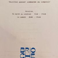 Horaires  at Brioche Atelier in Gembloux