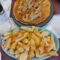 French fries and spinach pie at EPIKERO in Ioannina