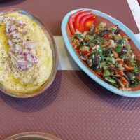 Mushed fava beans and eggplant salad at EPIKERO in Ioannina
