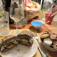 panino verdi & baked potatoes with homemade vegan mayo  at Delicatessen in Ragusa