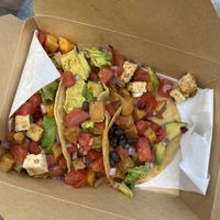Delicious three vegan taco plate  at Strictly Organic in Bend