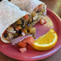 Vegan breakfast burrito with tofu at Strictly Organic in Bend