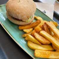Vegan burger with a vegetable pattie, dried apple and avocado - Vielfalter, Schwerin, Germany at Vielfalter in Schwerin