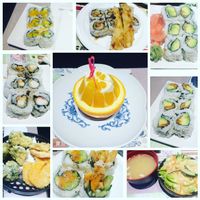 A selection of plenty from all-you-can-eat lunch. I love vegan sushi!!! at Tenon Vegetarian Cuisine in Markham