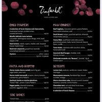 The menu   at Zinfandel Food & Wine bar in Split