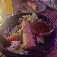 Vegan spring rolls with sweet chili sauce. at Koh Phangan in Stockholm