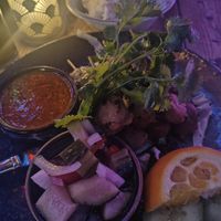 Tzay skewers with peanut sauce and rice. at Koh Phangan in Stockholm