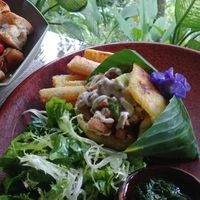 Arepa. Fries are ok. Arepa was oily. at Casa Curandera Bali in Ubud