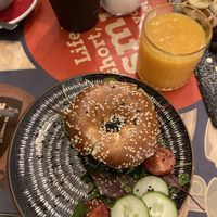 the special vegan Bagel   at Blue Bird Cafe in Budapest