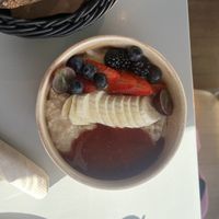 Bowl B - Oatmeal with almond milk   at Social Brew in Copenhagen