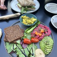 “Vegan morning” plate and avocado sandwich  at Social Brew in Copenhagen