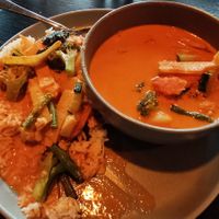 Red curry with extra veggies at Bakgården Thai Restaurant in Aandalsnes