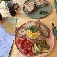 Vegan Camembert and pear sandwich, and No Egg sandwich   at drei&zwanzig in Karlsruhe