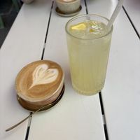 Pea protein cappuccino and lemonade   at drei&zwanzig in Karlsruhe
