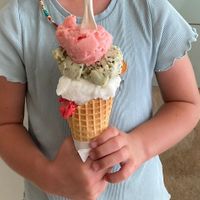 Watermelon, Mint Stracciatella, Lemon & Raspberry- 4 scoops  at DOPPO Gelataria in Coimbra