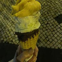 4 different flavours in a vegan cone! Very cheap too!  at DOPPO Gelataria in Coimbra