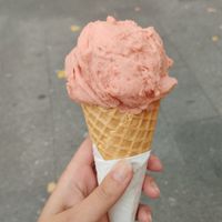 Guava & tamarillo on a vegan (and gluten-free cone) at DOPPO Gelataria in Coimbra