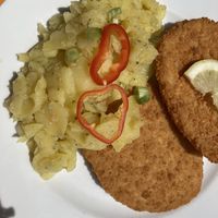 Vegan Schnitzel with Kartoffelsalat ( no Mayo)  at Senftenberger Felsenkeller in Buttenheim
