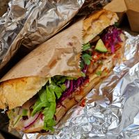 Vegan kebab in bread at Kebab Factory in Hvar