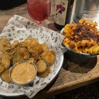 Frickles and vegan trash browns (so good!!)  at Fat Hippo in Birmingham