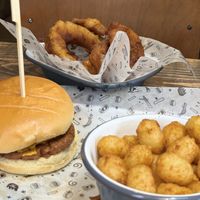 Burger looks a little sad - tasted good though!  at Fat Hippo in Birmingham