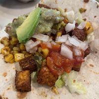 Vegan tempeh taco close-up  at Hola Avo - I'Park Mall in Seoul